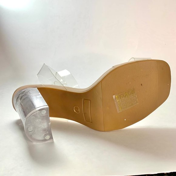 Sheln Clear Chunky Heeled Buckle Strapped Sandals - Picture 8 of 11